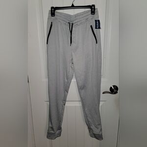 NWT Jockey Sport Mens Athletic Pants White Grey Silver  Small